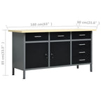Etabli avec 4 panneaux muraux table de travail poste de travail stockage rangement d'outils 160 cm garage atelier pieds réglables en hauteur 02_0003666 -