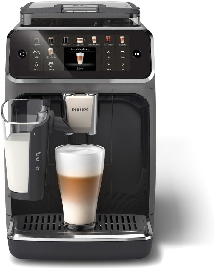 Philips Série 5400 Machine Expresso - Café à Grain - LatteGo Mousseur à Lait, 12 Spécialités de Café, Affichage Intuitif, 4 Profils Utilisateur, Noir (EP5441/50)
