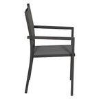 Lot de 8 chaises en aluminium anthracite - textilène gris -