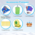 Château Gonflable à Toboggans Aquatiques Thème de La Fusée pour Enfants Piscine Zone de Saut Pistolet à Eau Escalade Souffleur de 850 W Multicolore