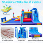 Château Gonflable à Toboggans Aquatiques Thème de La Fusée pour Enfants Piscine Zone de Saut Pistolet à Eau Escalade Souffleur de 850 W Multicolore