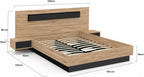 - Lit Coffre Santa avec Tables de chevets intégrées et sommier 140x190cm Couleur Bois et Noir