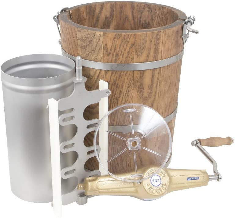 Sorbetière de campagne 6 pintes – Cuve en bois classique – Manivelle à main