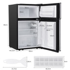 Réfrigérateur Compact Mini-réfrigérateur 90 L Congélateur Séparé avec Design à 2 Portes Fonctionnement Silencieux Blanc/Gris/Noir