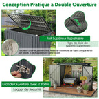 Abri de Stockage en Métal Galvanisé pour Poubelles Extérieur Abri de Jardin Verrouillable avec Toit Ouvert 2 Portes 172X95,5X130CM Gris