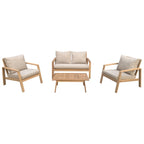 Salon de jardin en acacia 4 places GILI - coussins sable Happy Garden