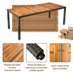 Salon de jardin avec 1 table et 8 chaises en bois et rotin anti-uv pieds réglables et coussins imperméables inclus 20_0009211