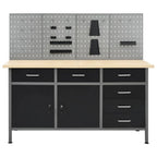 Etabli avec 4 panneaux muraux table de travail poste de travail stockage rangement d'outils 160 cm garage atelier pieds réglables en hauteur 02_0003666 -