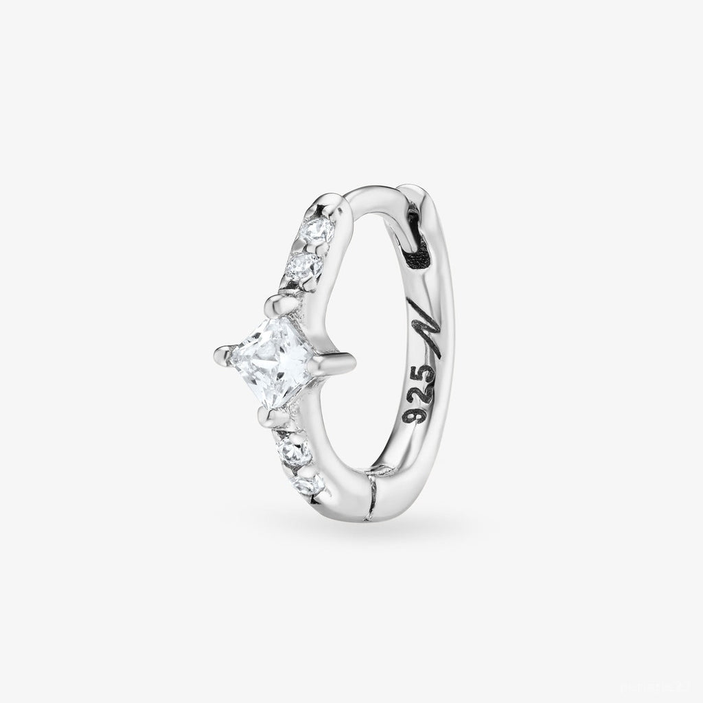 Créole Rym Blanche - Boucle d'Oreille Pierres Blanches Argent 925 Or 18k | 2g