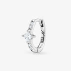 Créole Rym Blanche - Boucle d'Oreille Pierres Blanches Argent 925 Or 18k | 2g