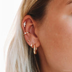 Créole Rym Blanche - Boucle d'Oreille Pierres Blanches Argent 925 Or 18k | 2g