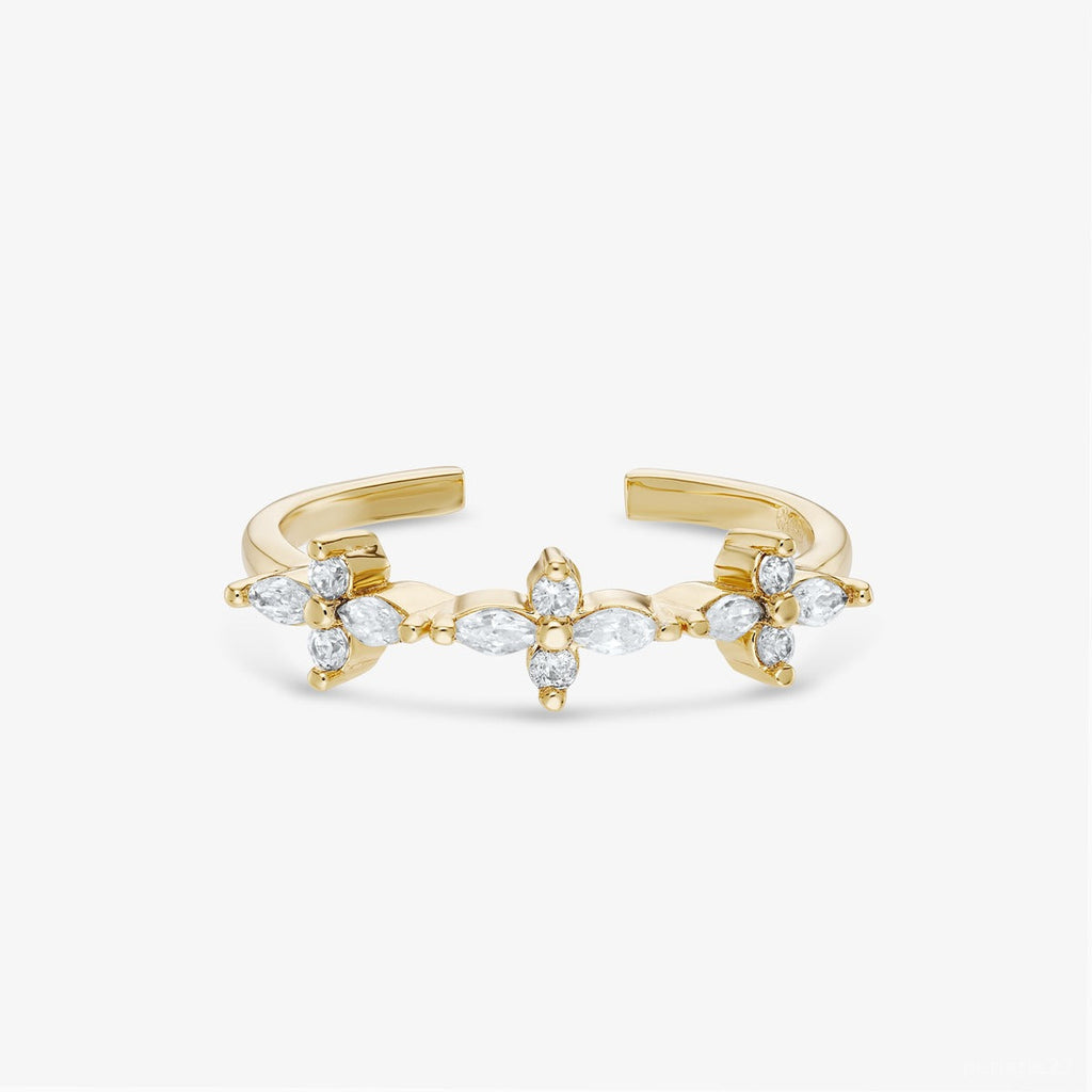 Bague Floraison - Bague Ajustable Pierres Fleur Argent 925 Or 18k | 3g