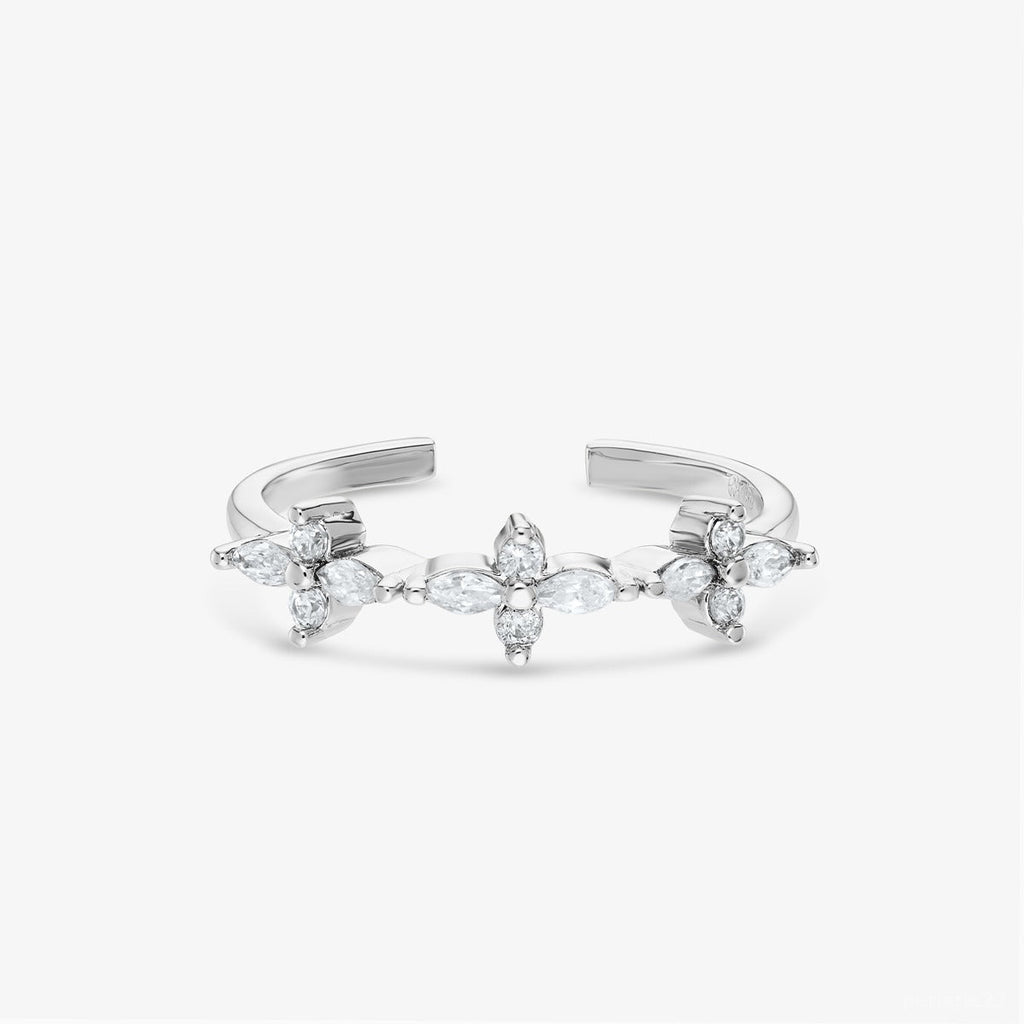 Bague Floraison - Bague Ajustable Pierres Fleur Argent 925 Or 18k | 3g