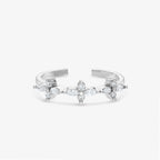 Bague Floraison - Bague Ajustable Pierres Fleur Argent 925 Or 18k | 3g