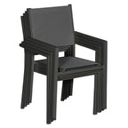 Lot de 8 chaises en aluminium anthracite - textilène gris -
