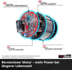 Einhell Professional Tondeuse à gazon sans fil GP-CM 36/47 S HW Li Power X-Change (36V, 47 cm largeur de coupe, autotractée, moteur sans charbon) Livré avec 4 Batteries 4,0Ah et 2 Chargeurs Doubles