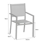 Lot de 8 chaises en aluminium anthracite - textilène gris -