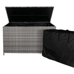 Salon de Jardin 9 personnes & Coffre de Rangement en Rotin – Gris Jardi