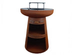 Barbecue rond avec plaque ronde en acier et grille en acier corten