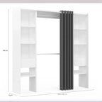 Dressing Extensible Blanc & Gris avec Rideau - tagres - Double Penderie -