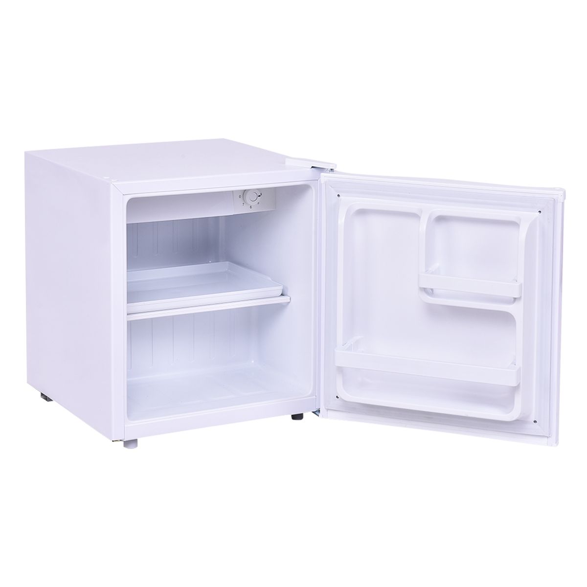 Mini Réfrigérateur 48L, 2 niveaux et porte-bouteille, bac à légumes, Silencieux 230V, 46 x 44 x 49 cm, Blanc