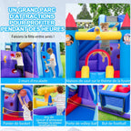 Château Gonflable à Toboggans Aquatiques Thème de La Fusée pour Enfants Piscine Zone de Saut Pistolet à Eau Escalade Souffleur de 850 W Multicolore