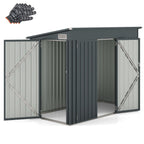Abri de Jardin Extérieur Abri à Outils de Jardin avec 2 Portes Design Incliné Aérations Cadre en Métal Galvanisé 235x117x185cm Gris Foncé