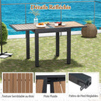 Table de Jardin Extensible en Aluminium Ajustable de 80 à 160 CM Table à Manger Extérieure Rectangulaire pour 4-6 Personnes Naturel
