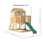 Aire de jeux enfant Montessori - 3 en 1 Balançoire, Toboggan, Cabane en bois modulable