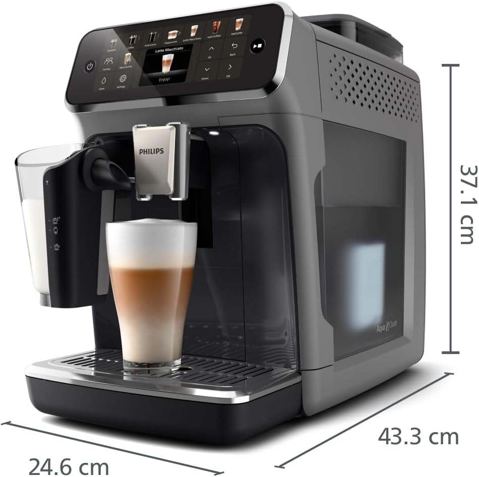 Philips Série 5400 Machine Expresso - Café à Grain - LatteGo Mousseur à Lait, 12 Spécialités de Café, Affichage Intuitif, 4 Profils Utilisateur, Noir (EP5441/50)
