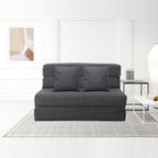 ANONER Canapé Convertible 2 Places 150cm de Large, Pliable en Mousse à Mémoire de Forme & 2 Oreillers, Lit Pliant de Sol pour Chambre Salon, Gris Foncé